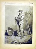 MASON BUILDER BUILDING PORTRAIT FRENCH PRINT 1882