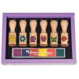Melissa & Doug Deluxe Wooden Happy Handle Stamp Set