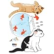 Nursery Easy Apply Wall Sticker Decorations - Kittens with Goldfish