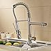 Rozinsanitary Contemporary Single Handle Two Spouts Kitchen Sink Faucet With Led Pull Out Sprayer Kitchen Faucet Brushed Nickel