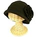 Girls 6+ Winter Cloche Crushable Foldable Bucket Big Flower Church Cap Hat Black