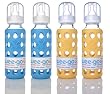 Lifefactory BPA-Free Glass Baby Bottle-4 Pack (9 oz.-Sky and Yellow)