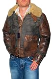 Polo Ralph Lauren Mens Leather Shearling Fur Jacket Coat Brown Small