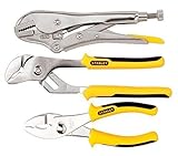 Stanley 3 Piece Pliers Set 7" Locking Pliers 6" Slip Joint Pliers 8" Groove Joint Pliers Stht72309 b