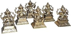 God Statues Ganesha - Set of 6 in Different Postures 4 x 3 x 5.5 inches