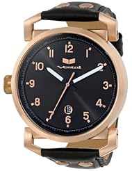 Vestal Unisex OB3L007 Observer Leather Black Rose Gold Black Watch