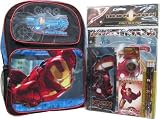 Marvel Ironman Large Backpack Bundle with School Supplies Set
