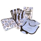 Bin Set- Blue Wide Stripe- 6 Pc: Stripe Twill Storage Bin 8X8X6, Dot Twill Photo Frame, Dot Burp Cloth, Dot Jersey... by Trend Lab