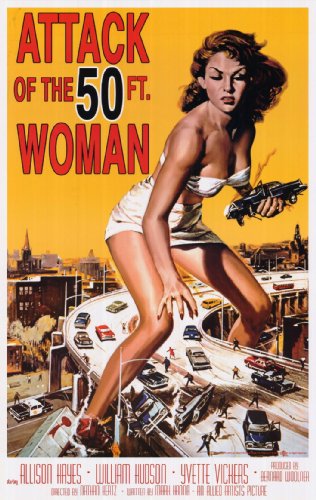 Attack of the 50 Ft Woman (Standing over Freeway) Movie Poster Print - 24" X 36"