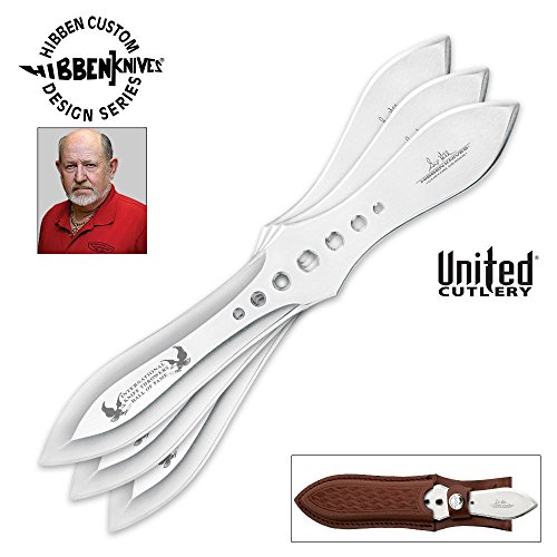 United Cutlery Gil Hibben Small Competition Triple Thrower Set w/Leather Sheath