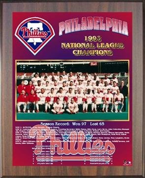 Walnut 11x13 1993 National League Champions Philadelphia Phillies Championship Team Photo Plaque