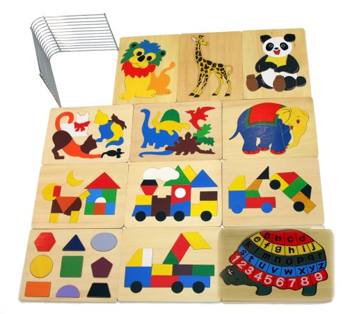 Colorful, Fun Shapes Wooden Puzzles
