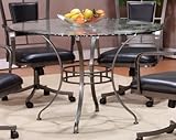 Auckland Round Dining Table with Glass Top in Grey Stone - Hillsdale Furnit ....