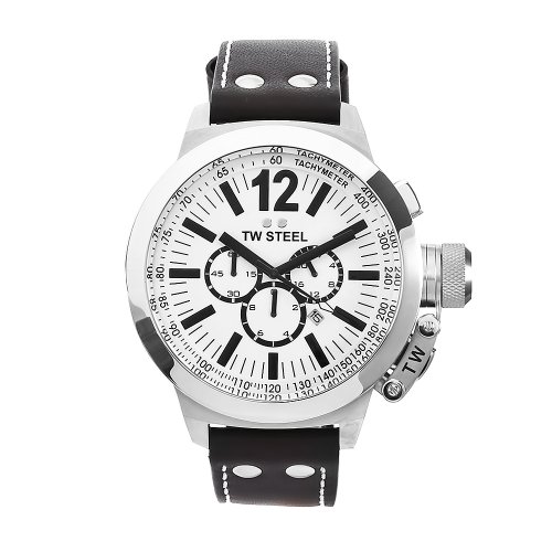 TW Steel Men's CE1008 CEO Canteen Brown Leather White Chronograph Dial Watch