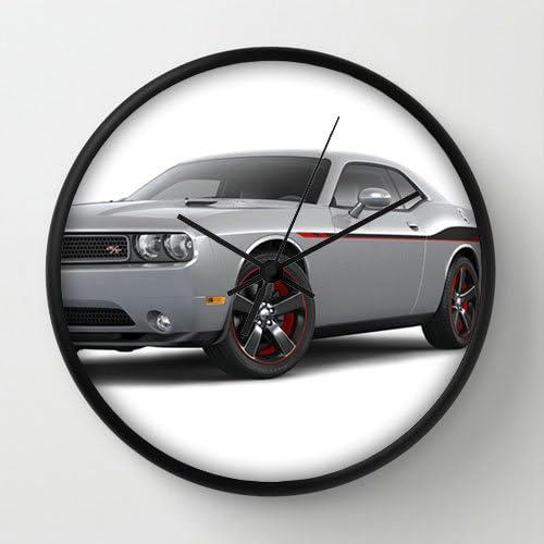 10" Diameter Wall Clock with Dodge Challenger Rt Redline Black Frame Modern Design Watch Wall 10" Diameter Unique Wall Clocks