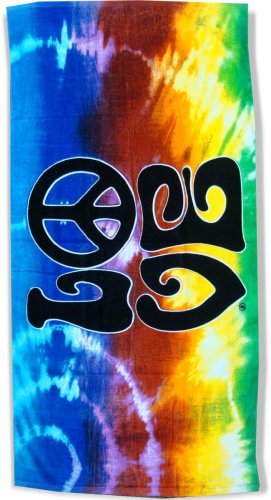 Love & Peace Tie Dye Beach & Bath Towel