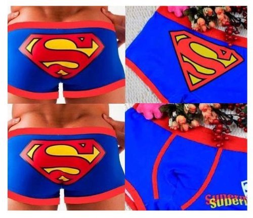 New Man's Cartoon Superman Boxers Briefs Trunks Underwear Boyshorts Size L Waist Size 26.5"-30.5"