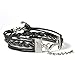 Hitop Jewelry Mens Womens Leather Bracelet, Vintage Anchor Infinity Charm Bangle, Black