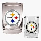 Pittsburgh Steelers Rocks Glass and Shot Glass Set