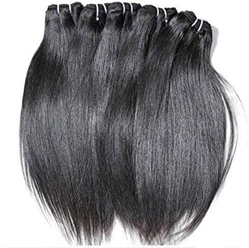 Samloso Hair Raw Virgin Brazilian Remy Human Hair Extensions Wavy Weave Weft 1bundle 10"-26" Natural Color Virgin Brazilian Hair Straight (24")