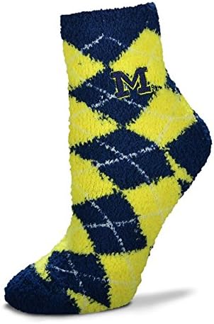 NCAA Argyle Fuzzy Sleep Socks-Medium