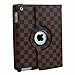 inShang® Checker Damier 360 degree rotating smart case/cover/stand for iPad2/3/4, With auto sleep/wake function (iPad 2/3/4, Black/Brown)