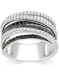 Sterling Silver White and Black Accent Diamond Ring (0.9509 Cttw, G-H Color, I2-I3 Clarity)