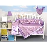 Lavender Butterfly Silky 10pcs Baby Crib Bedding Set