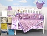 Lavender Butterfly Silky 10pcs Baby Crib Bedding Set