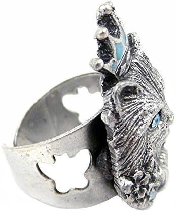 Glamour Puss Adjustable Pewter Cat Ring with Swarovski Crystals
