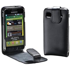 MaryCom PREMIUM QUALIT�T Leder Handytasche schwarz f�r Samsung Galaxy S Super Clear LCD i9003 Smartphone + Gratis Displayschutzfolie / LTS i9003