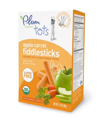 Plum Organics Fiddlesticks Snack Sticks, Apple Carrot, 2.12-Ounce Boxes (Pack of 6)