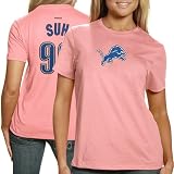 NFL Reebok Ndamukong Suh Detroit Lions #90 Women's Player T-Shirt - Pink (Medium)