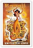 Hula Dancer, Hawaii United Airlines Travel Poster - Vintage Hawaiian Art Poster Print, 12