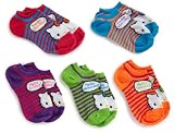 Hello Kitty Girls 7-16 Stripe Days Of The Week 5 Pack No Show Socks