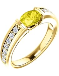14K Yellow Gold 7.00x5.00mm Oval Cut Yellow Sapphire and Diamond Ring -- LIFETIME WARRANTY