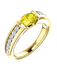 10K Yellow Gold 7.00x5.00mm Oval Cut Yellow Sapphire and Diamond Ring -- LIFETIME WARRANTY