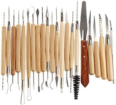 22PCS Deluxe Stainless Steel Art Tools Kit Set for Pottery/Sculpting/Ceramic/Polymer Clay Carving Modelling Using B2C S