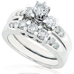 1.00ctw Round Brilliant Diamond Wedding Ring Set in 14K Gold (HI/I1)- Size 8