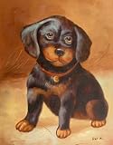 12X16 inch Animal Oil Painting Portrait of Cute Brown Puppy