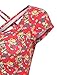 RubyK Womens Fitted Short Sleeve Floral Print Crop Top with Stretch