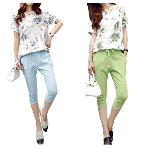 Sta.ANA(サンタ・アナ)レディース マタニティ 授乳服 ツーピース セット アップ トップス 半袖 プルオーバー ブラウス シフォン パンツ 5分丈 ハーフ カジュアル フォーマル 2色 M L XL XXL 4サイズ