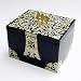 Mother of Pearl Wild Flower Bat Design Lacquered Black Wooden Asian Jewelry Trinket Keepsake Treasure Box Case Chest Organizer