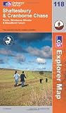 Shaftesbury & Cranborne Chase 1 : 25 000: Poole, Wimborne Minster & Blandford Forum (OS Explorer Map)