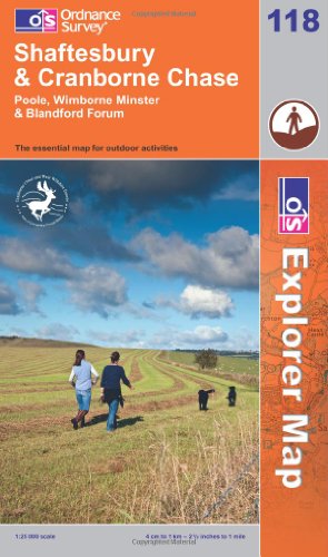 Ordnance Survey Shaftesbury & Cranborne Chase 1 : 25 000: Poole, Wimborne Minster & Blandford Forum (OS Explorer Map)