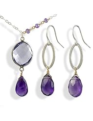 Amethyst Radiance Necklace and Earrings Jewelry Set in Sterling Silver