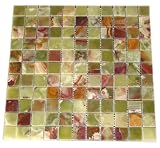 Green Onyx 1 X 1 Polished Mosaics Meshed on 12 X 12 Tiles for Bathroom Flooring, Kitchen Backsplash, Shower Walls Two Weeks Super Sale