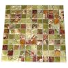 Green Onyx 1x1 Polished Mosaics Meshed on 12" X 12" Tiles for Bathroom Flooring, Kitchen Backsplash, Shower Walls
