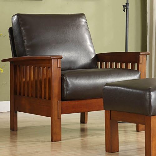 Metro Shop TRIBECCA HOME Patterson Faux Leather and Oak Mission Armchair