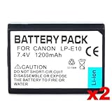 Neewer (2x) LP-E10 Lithium-ion Replacement Battery (1200mAh) for Canon EOS  ....